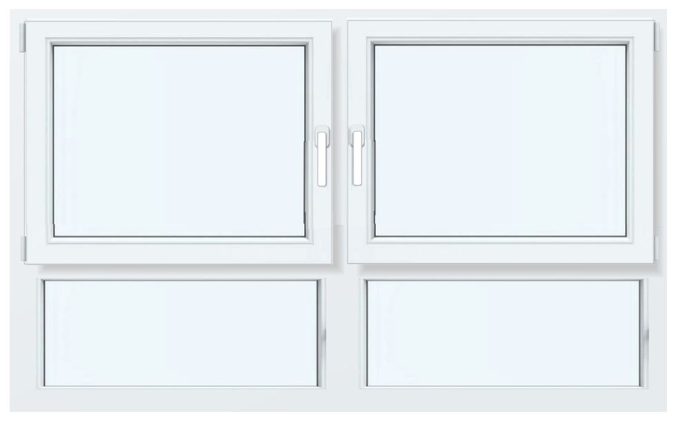 Hochwasserschutzfenster – Dreh- / Kipp – Fensterflügel, nach innen öffnend, in Kombination mit Festverglasung unten